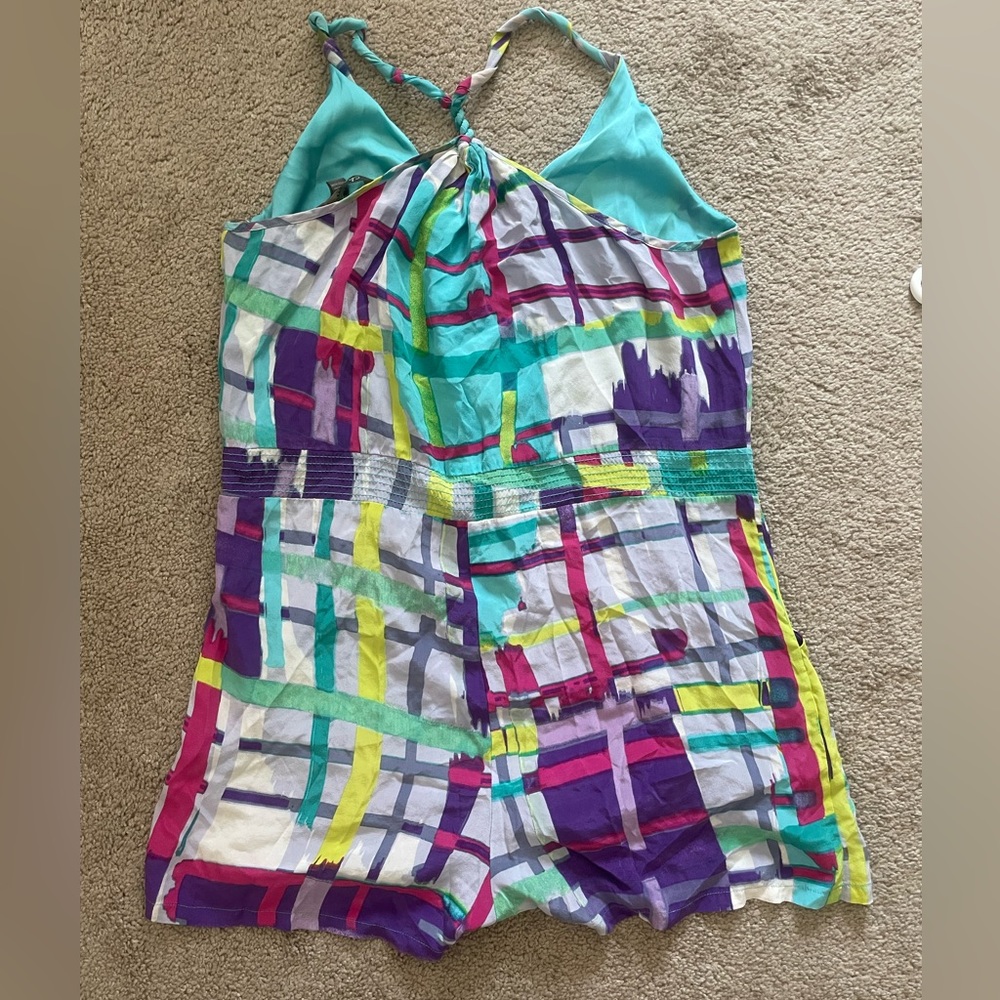 Charlie Jade Color Block Silk Romper Size M - image 3